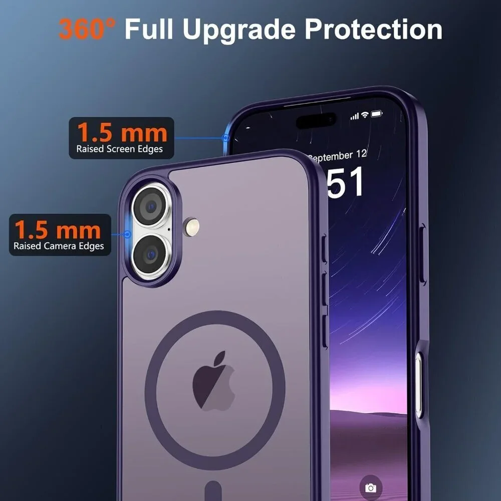 Dark Purple I-phone 17 Pro Max Case Compatible Mag Safe Matte Shockproof